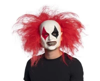 Latex mask with hair, clown Ruddy