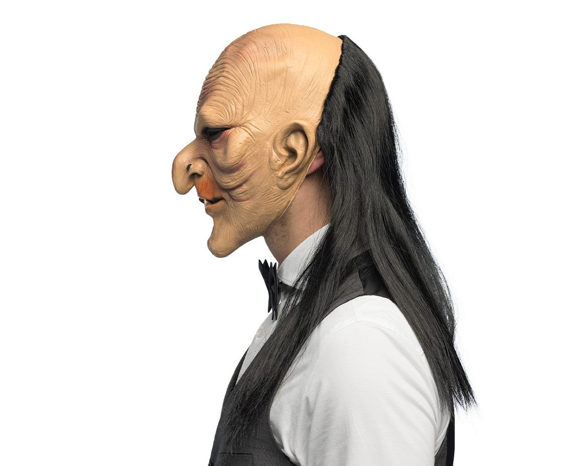 Latex mask with hair- scarry valet
