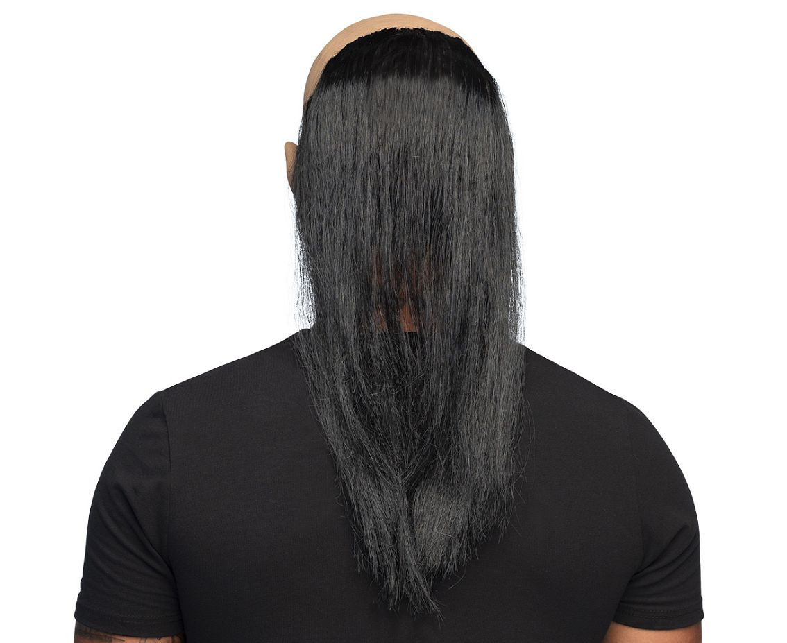 Latex mask with hair- scarry valet