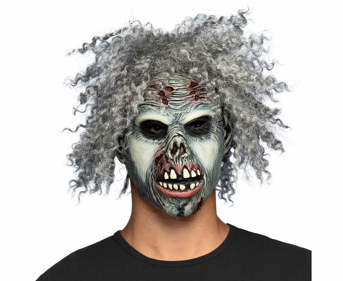 Latex mask freaky zombie with hair