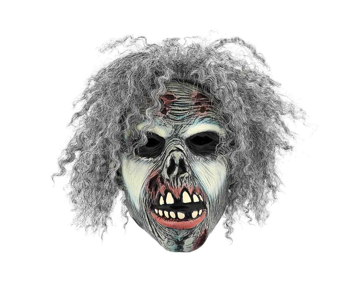 Latex mask freaky zombie with hair