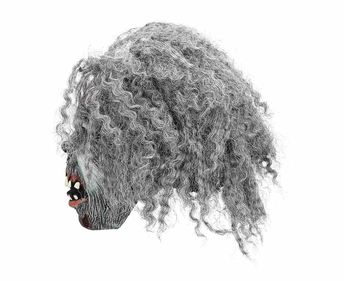 Latex mask freaky zombie with hair