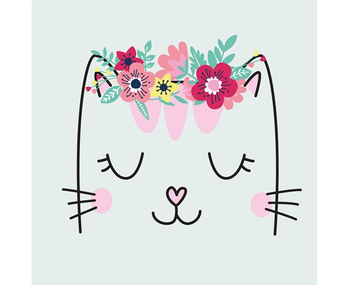 POLMAK Paper napkins Smiling cat with Flowers , 33 x 33 cm,  20 pcs