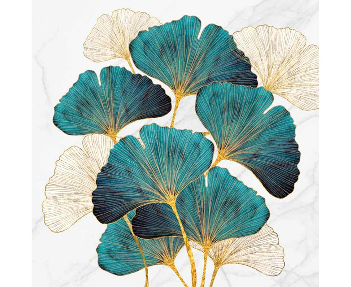 POLMAK Paper napkins Gold and Emerald Ginkgo Biloba, 20 pcs.