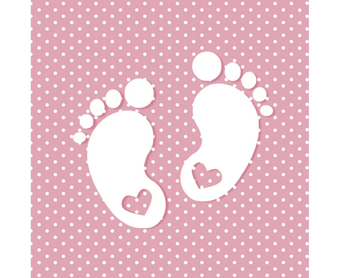 POLMAK Paper napkins Little Feet Pink, 33 x 33 cm,  20 pcs.