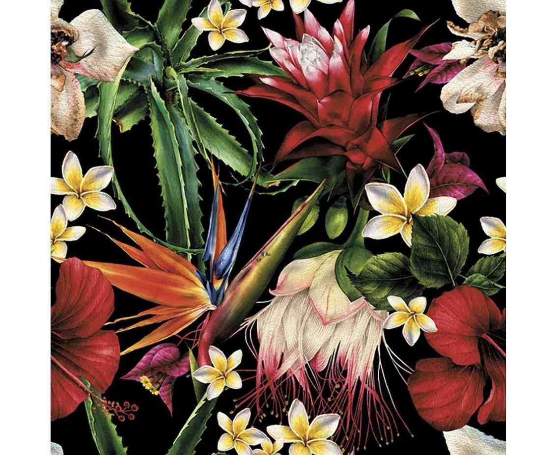 POLMAK Paper napkins Paradise Flowers on Black, 20 pcs.