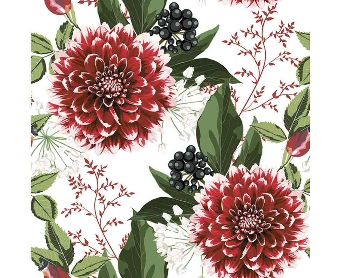 POLMAK Paper napkins Burgundy Dahlia Flowers, 20 pcs.