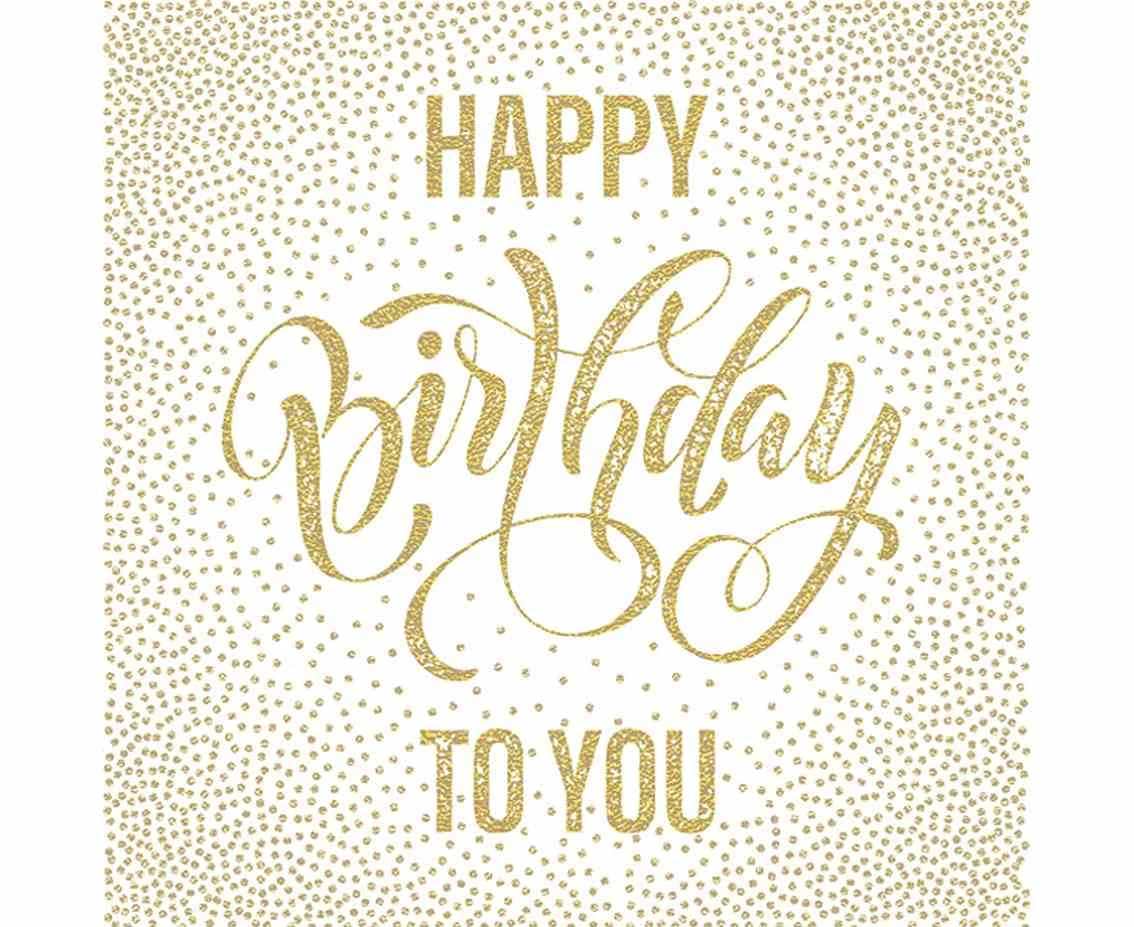 POLMAK Paper napkins Happy Birthday Dotted Gold, 33 x 33 cm,  20 pcs