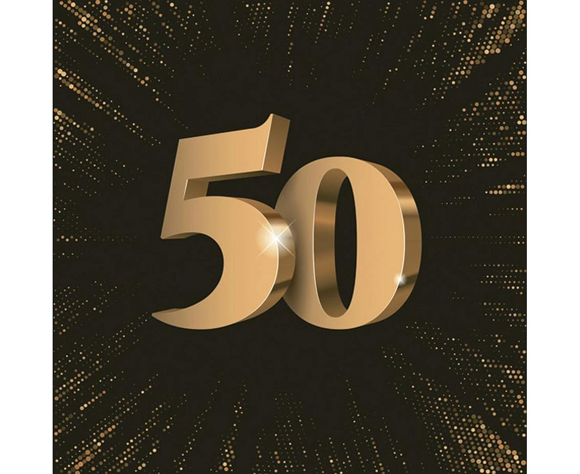 POLMAK Paper napkins 50th 3D Birthday, 33 x 33 cm,  20 pcs