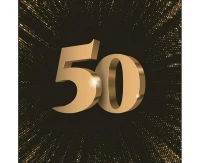 POLMAK Paper napkins 50th 3D Birthday, 33 x 33 cm,  20 pcs