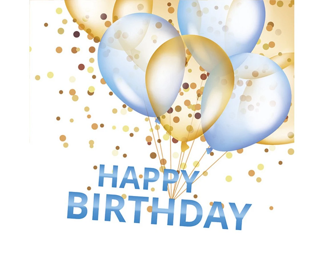 POLMAK Paper napkins Gold&Blue Balloons Happy B-day, 33 x 33 cm,  20 pcs