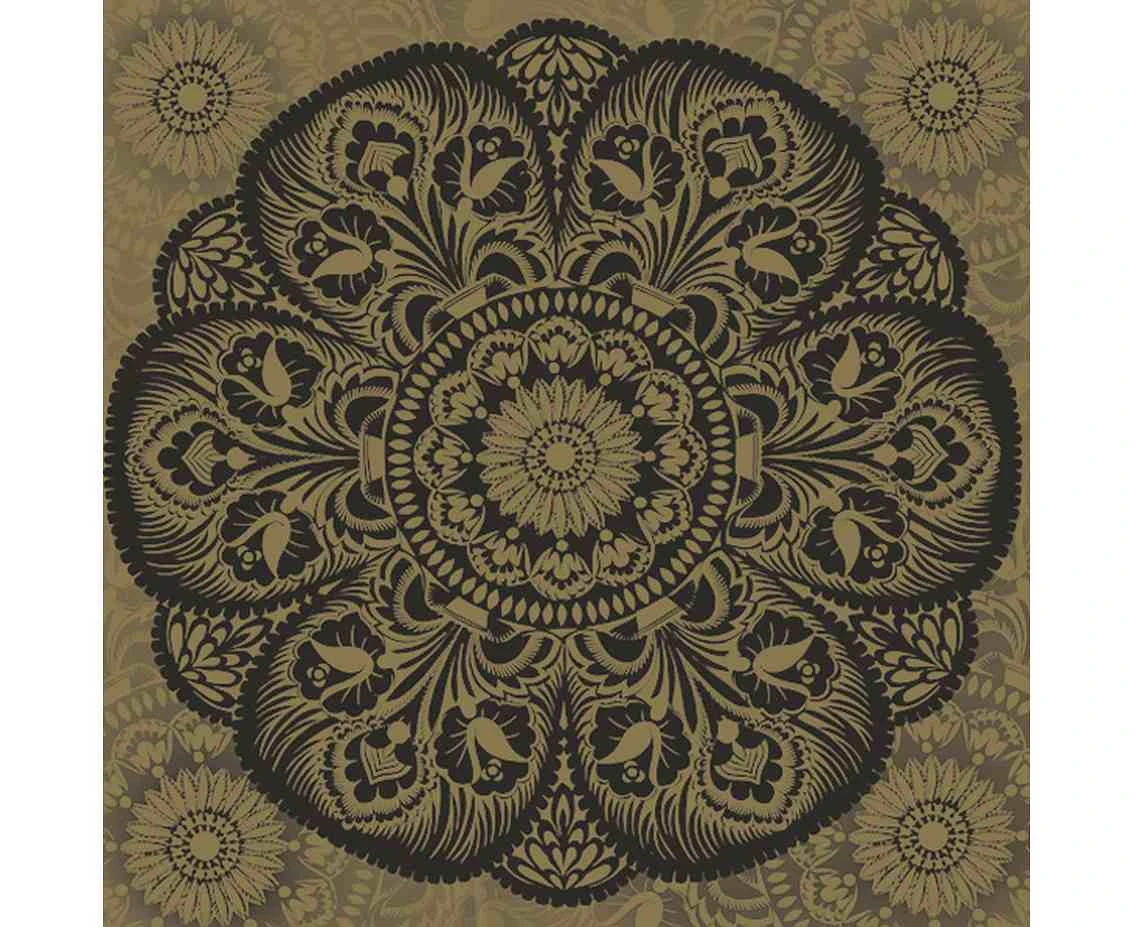 POLMAK Paper napkins Łowicz Folk Black Cut-out on Gold, 20 pcs.