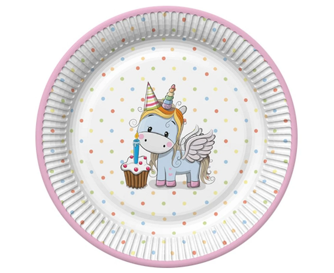 POLMAK Paper plats, Sweet Unicorn, 18 cm, 8 pcs.