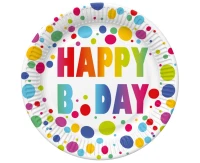 POLMAK Paper plats, Happy B''Day Dots, 18 cm, 8 pcs.