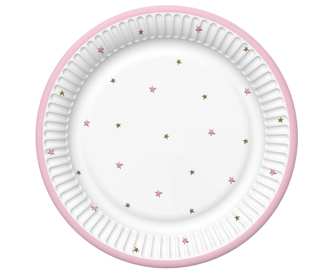 POLMAK Baby Shower Pink paper plates, 18 cm, 8 pcs.