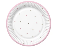 POLMAK Baby Shower Pink paper plates, 18 cm, 8 pcs.