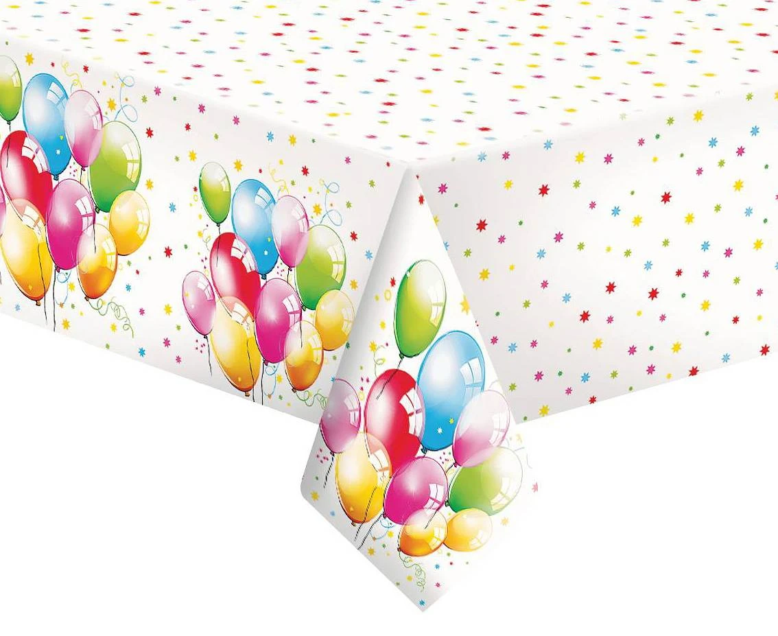 POLMAK Paper tablecloth Birthday Balloons, 120 x 180 cm