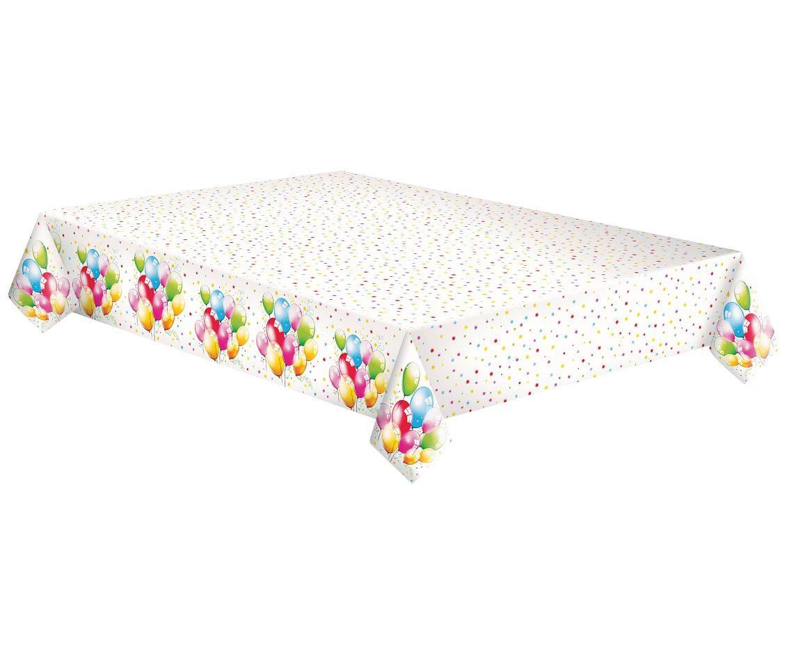 POLMAK Paper tablecloth Birthday Balloons, 120 x 180 cm