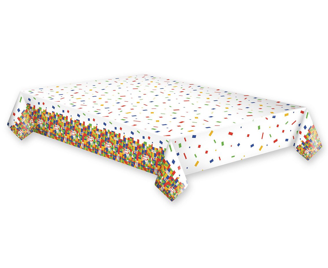 POLMAK Paper tablecloth Building Blocks Birthday, 120 x 180 cm