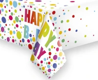 POLMAK Paper table cloth Happy B''Day Dots, 120 x 180 cm, 1 pc