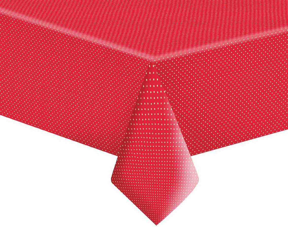 POLMAK Paper tablecloth White Dots on Red, 120 x 180 cm