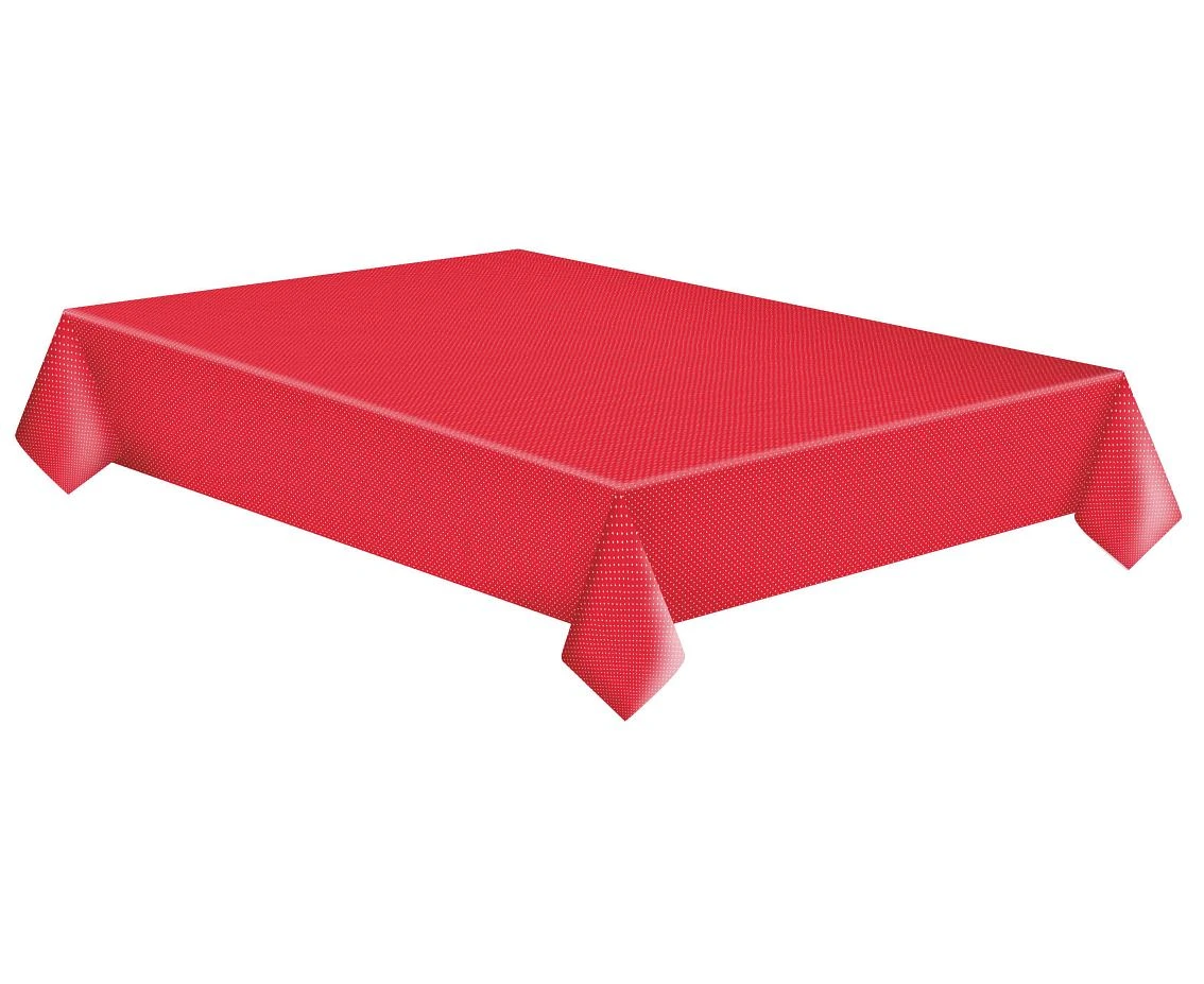 POLMAK Paper tablecloth White Dots on Red, 120 x 180 cm