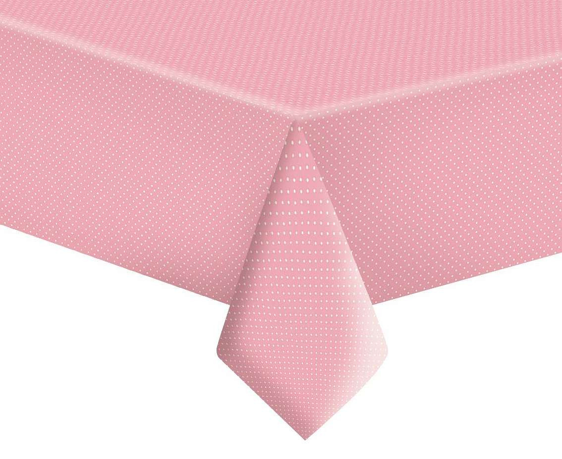 POLMAK Paper tablecloth White Dots on Pink, 120 x 180 cm