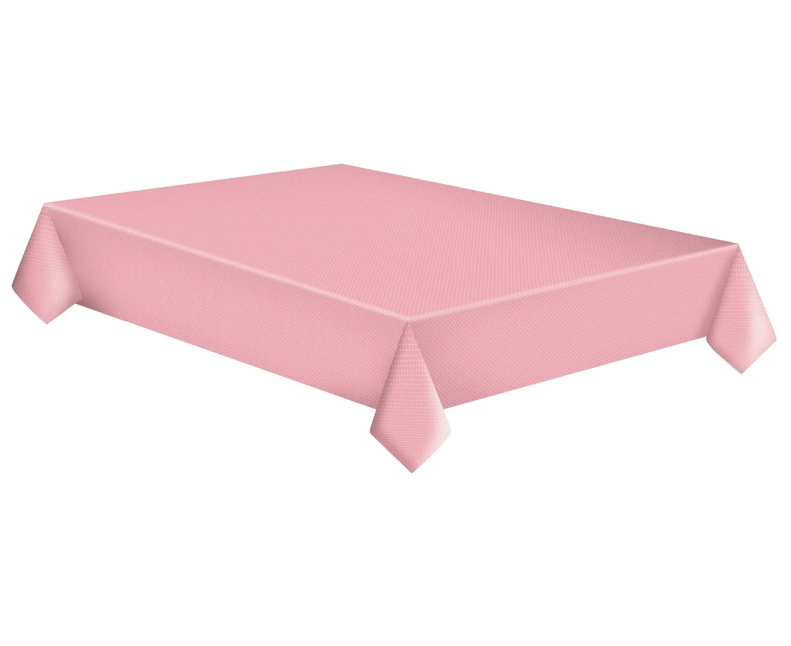 POLMAK Paper tablecloth White Dots on Pink, 120 x 180 cm