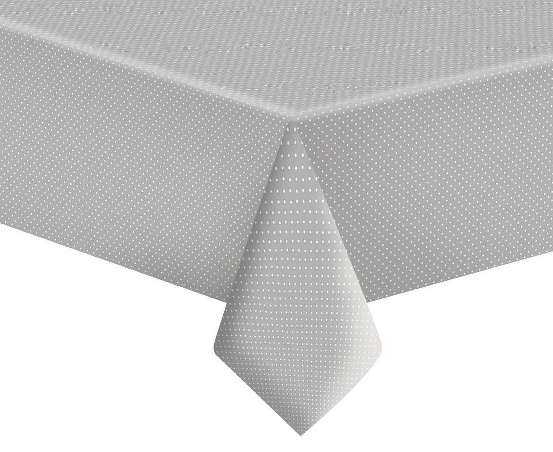 POLMAK Paper tablecloth White Dots on Grey, 120 x 180 cm