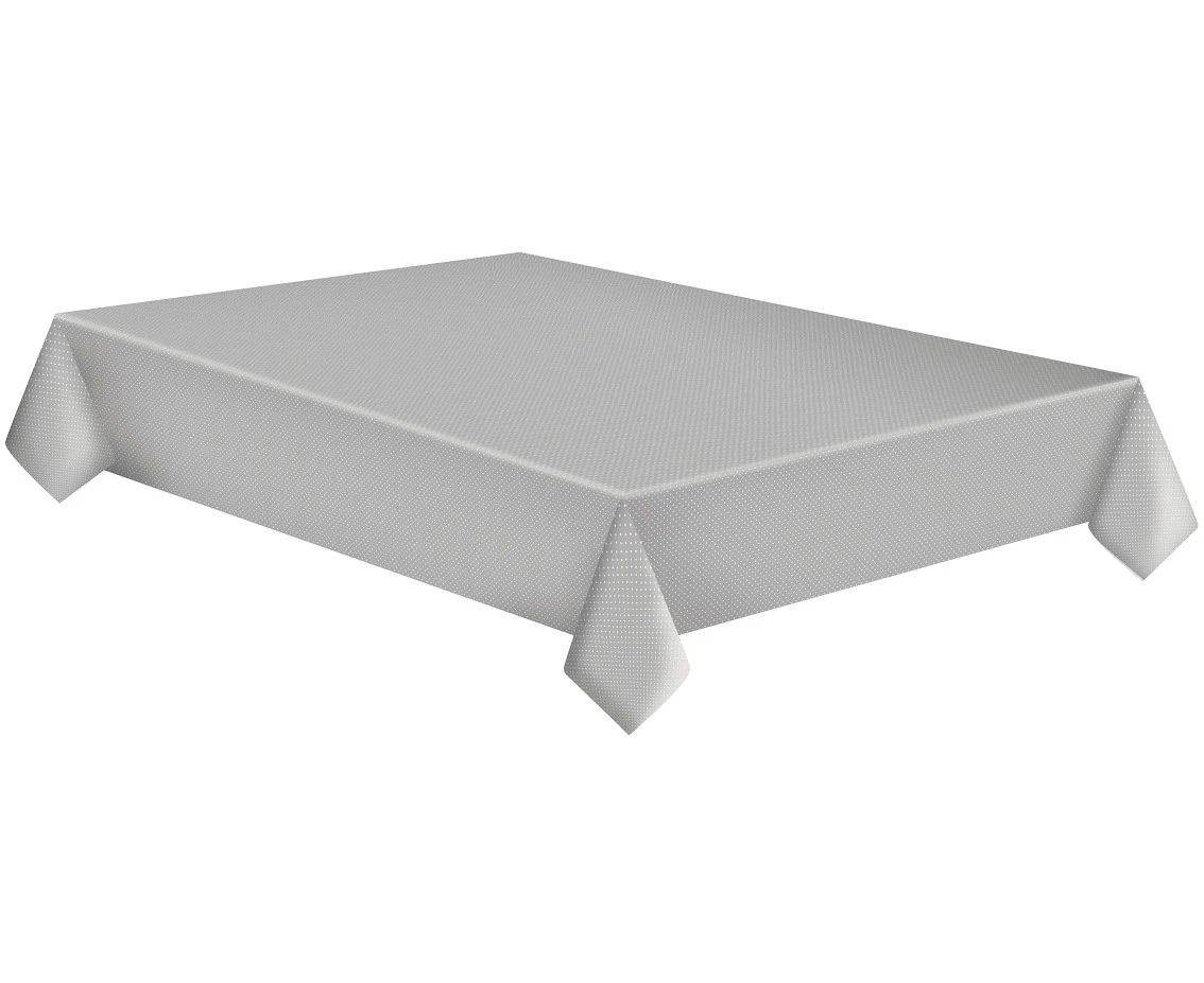 POLMAK Paper tablecloth White Dots on Grey, 120 x 180 cm