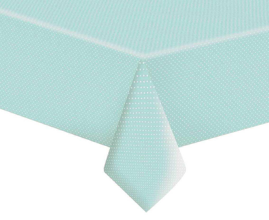 POLMAK Paper tablecloth White Dots on Mint, 120 x 180 cm