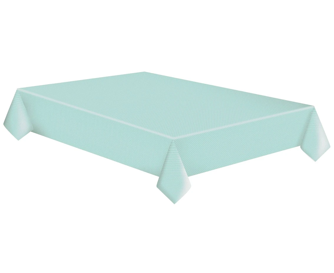 POLMAK Paper tablecloth White Dots on Mint, 120 x 180 cm