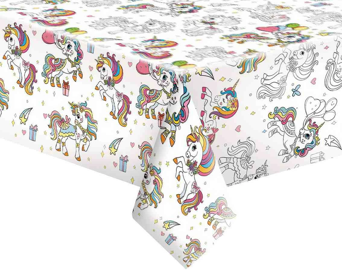 POLMAK Paper tablecloth Colourful Unicorns, 120 x 180 cm