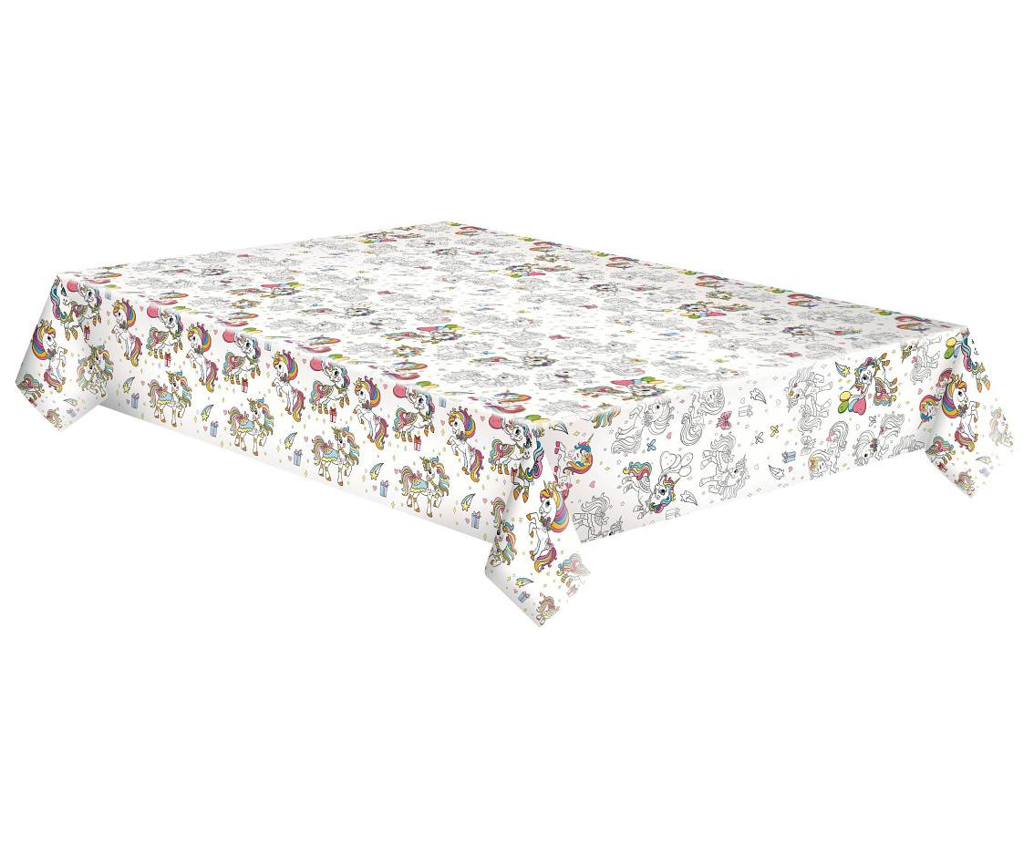 POLMAK Paper tablecloth Colourful Unicorns, 120 x 180 cm