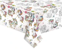 POLMAK Paper tablecloth Colourful Unicorns, 120 x 180 cm