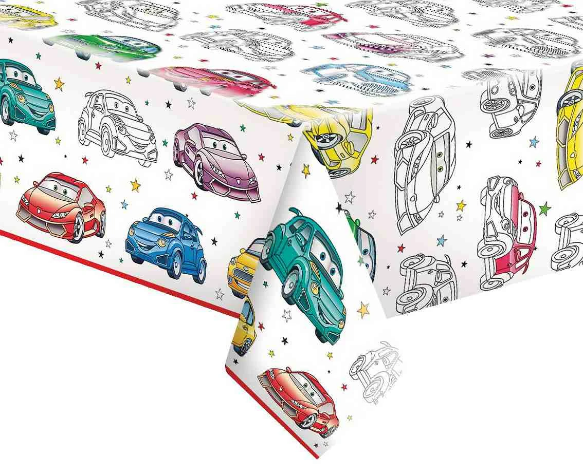 POLMAK Paper tablecloth Cartoon Cars, 120 x 180 cm