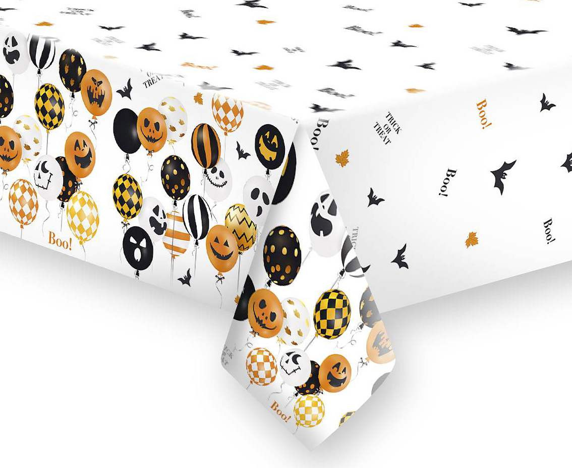 POLMAK Paper table cloth Scary Halloween Balloons, 120 x 180 cm, 1 pc