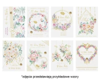 POLMAK Greeting card with penny 127x180, Wedding set. 665 Flowers - Watercolor, Penny, Bright, Leaves, Mix, Roses, Hearts