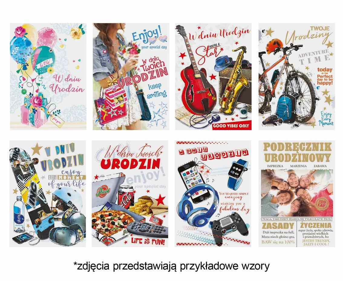 POLMAK Greeting card 127x180 Birthday Youth set. 519 Youthful - Girl, Boy, Graphic EOL