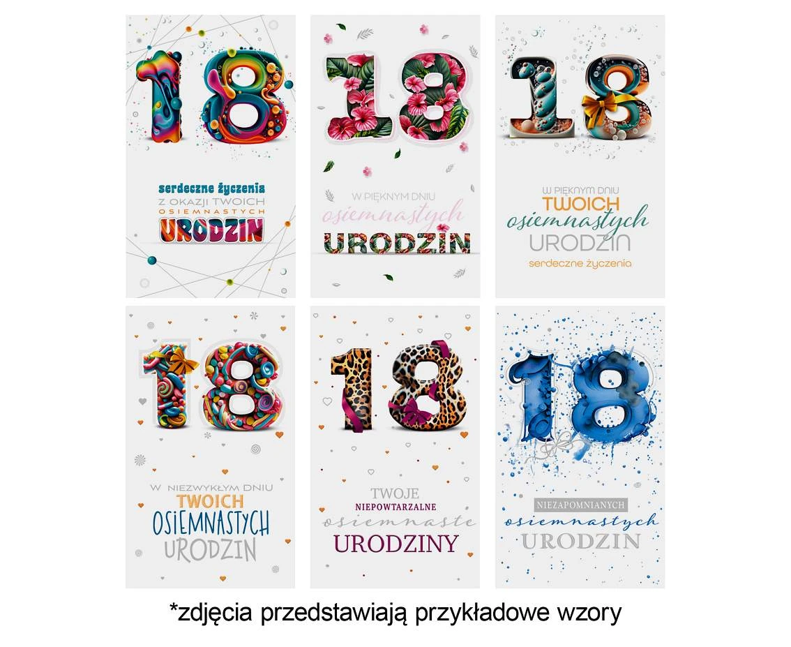 POLMAK Birthday gilded card 115x190, 18th Birthday, Graphics - Boy, Girl
