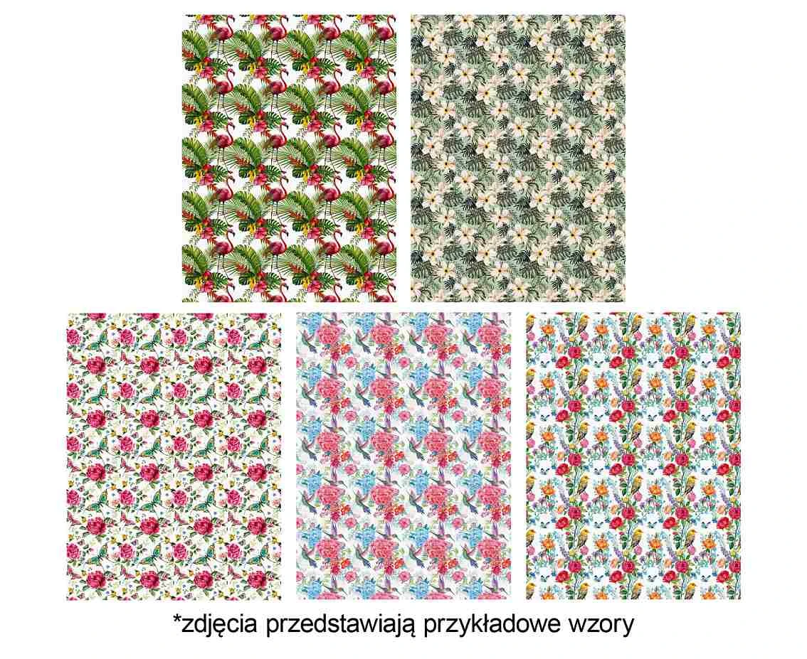 POLMAK Decorative kraft paper P2 200x70cm roll 1 sheet General pattern 6 Flowers - White, Exotic, Flamingos, Hibiscus, Hummingbirds, Mix, Monstera, Butterflies, Kraft paper