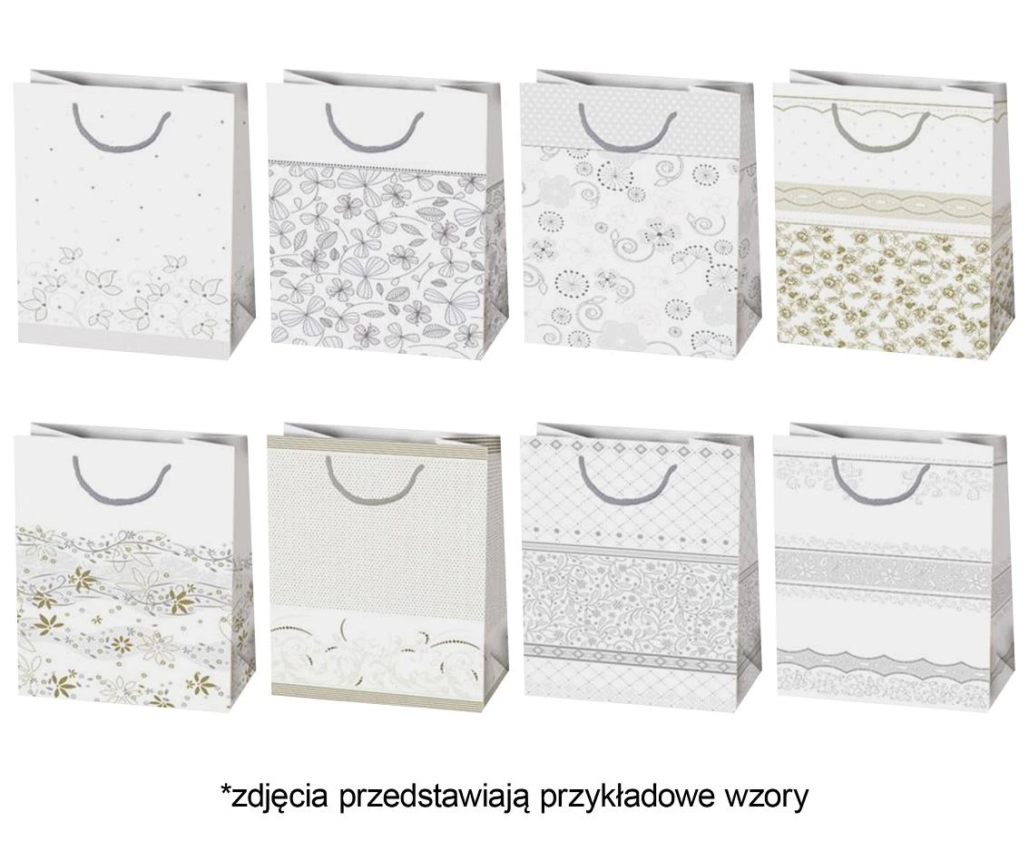 POLMAK Glitter decorative bag T3B 160x240x70 General set 8 Graphics - White, Bright, Silver, Gold, 1 pc.