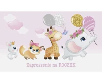 POLMAK One-year-old birthday invitation, Animals, 10 pcs.
