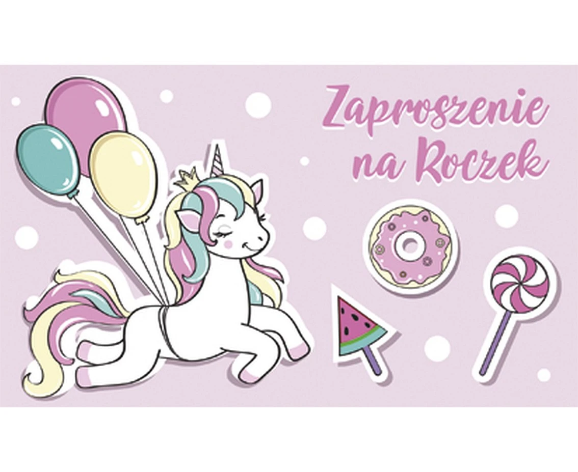 POLMAK One-year-old birthday invitation, the train, Unicorns,10 pcs.