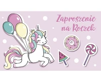 POLMAK One-year-old birthday invitation, the train, Unicorns,10 pcs.
