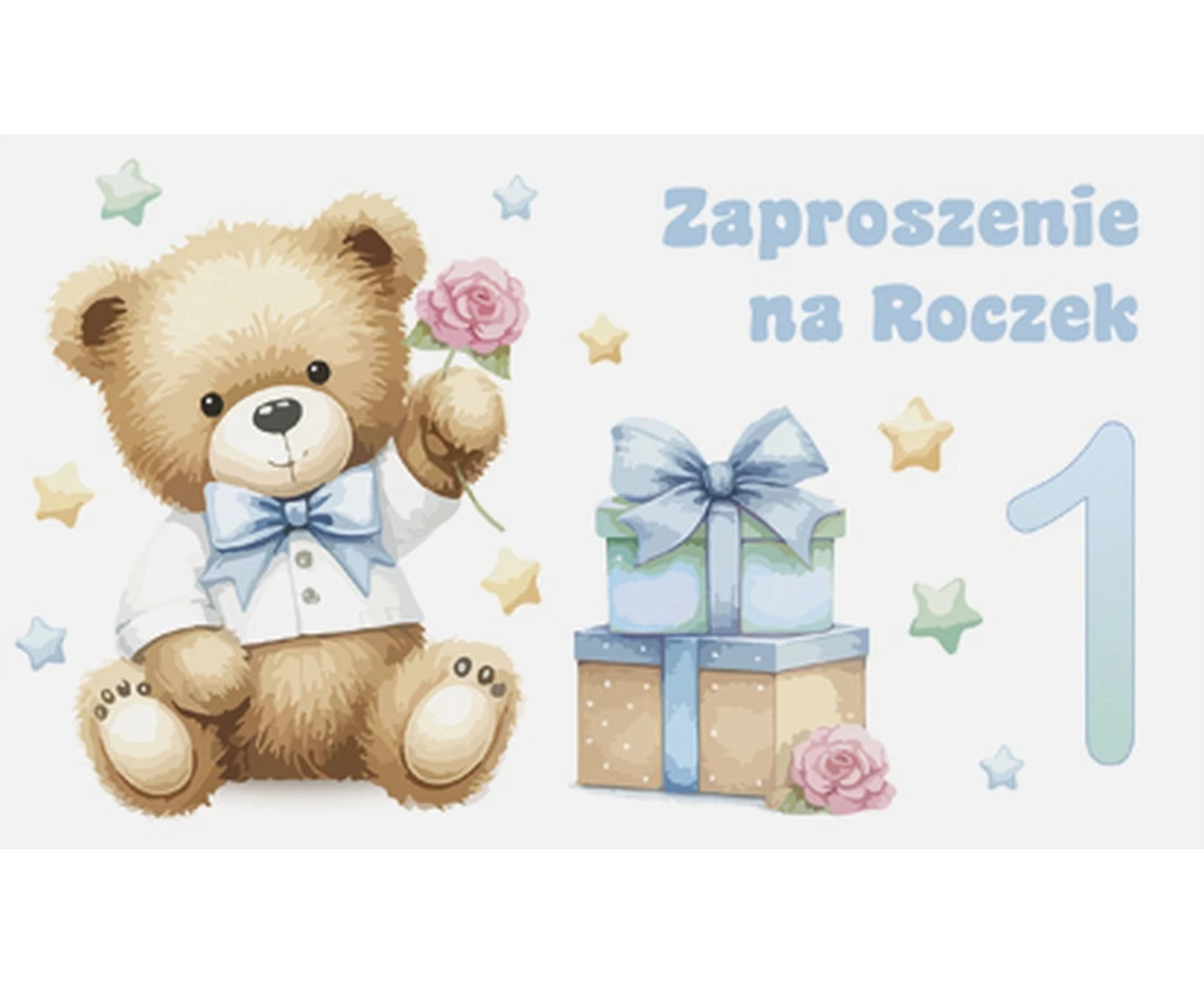 POLMAK One-year-old birthday invitation, Boy, teddy bears, 10 pcs.