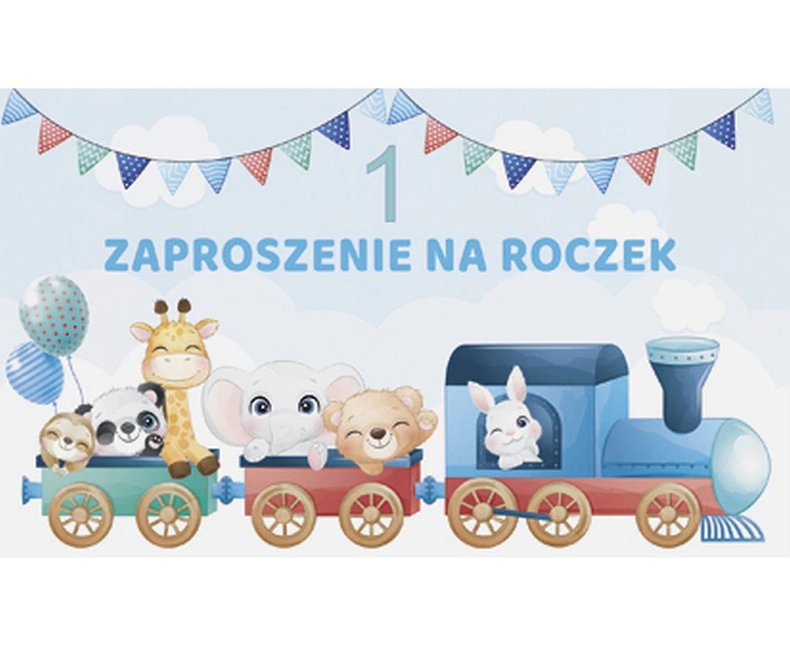 POLMAK One-year-old birthday invitation, the train, 10 pcs.