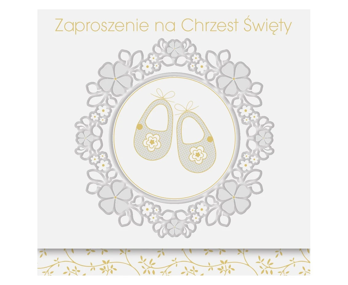 POLMAK Invitation card SQUARE ZKW 120x120 Baptism nr 56256 Kids - Gold ,10 pcs
