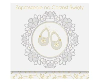 POLMAK Invitation card SQUARE ZKW 120x120 Baptism nr 56256 Kids - Gold ,10 pcs