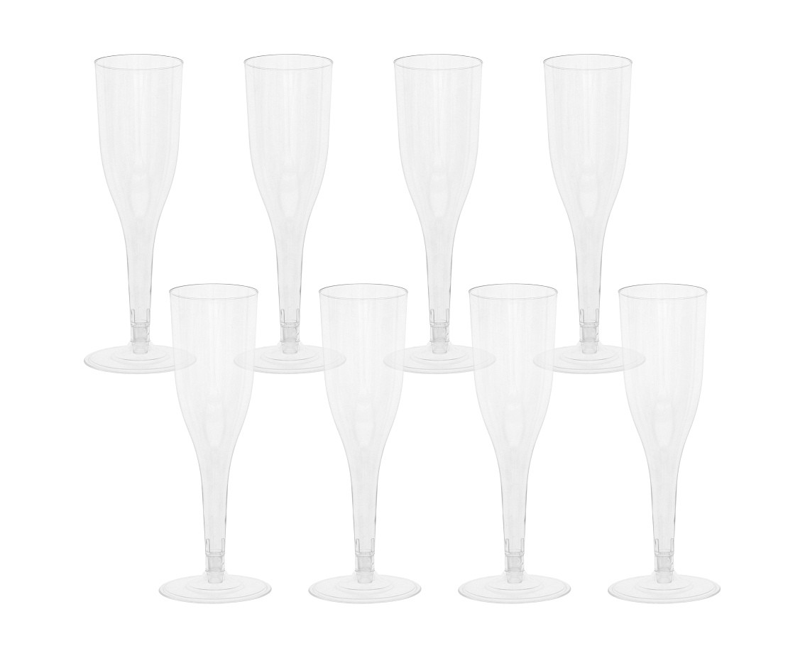 Champagne glasses, reusable, transparent, 8 pcs.